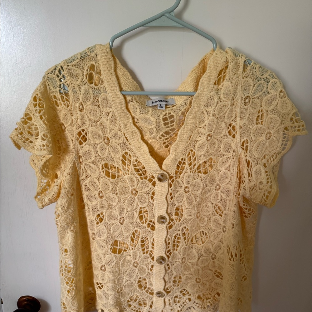 Francesca's Collections Sunny Crochet Blouse